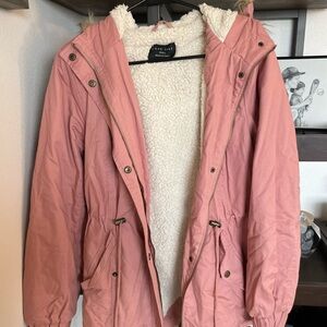 Love Tree Blush Utility Jacket with Faux Fur